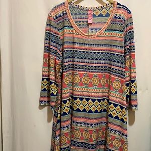 HONEYME CURVY TUNIC TOP SZ XL POLY ASYMMETRICAL